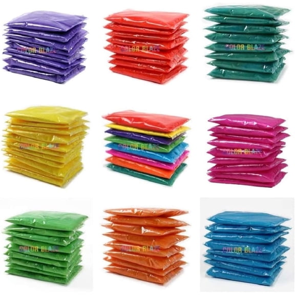 Color Blaze Powder Packets  120 Count, 8 Assorted Colors, Unisex - Holi Festival, Color Fun Run