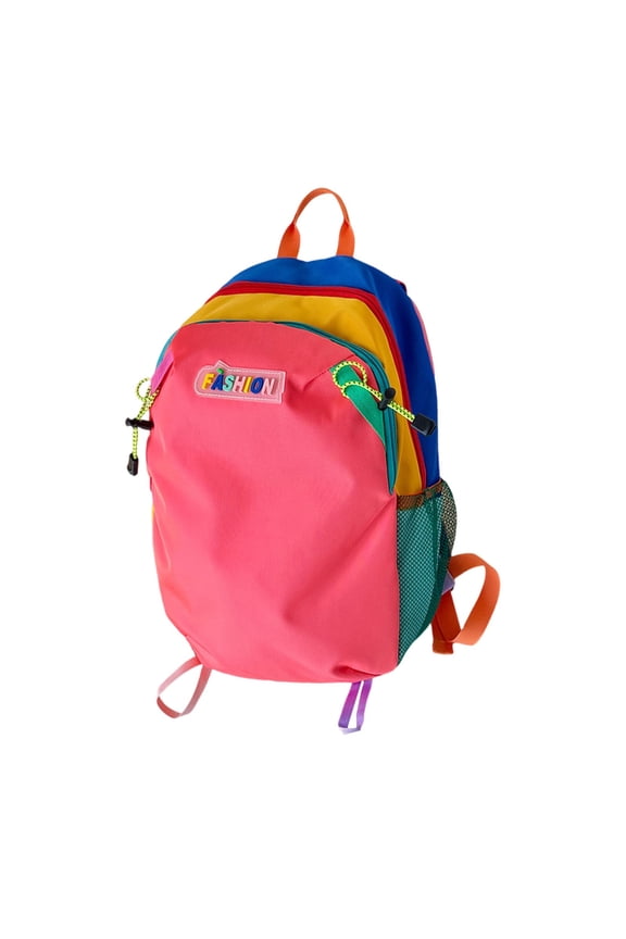 Color-Block Backpack, Color Block Casual Daypack, Lightweight Nylon School Bag with Cushion Straps Casual Daypack, Outdoor Travel Backpack, Portable Daily Backpack, 4 Color Options