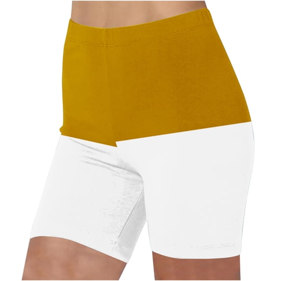 Color Block Biker Shorts for Women - Buttery Soft Summer High Waisted Tummy Control Athletic Workout Yoga Shorts