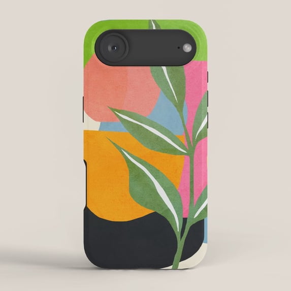 Color Block Botanical Leaves Tough Case for Apple iPhone, Polycarbonate ...