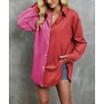 thumbnail image 1 of Color Block Button Down Shirt, Red, Small, 1 of 5