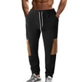 thumbnail image 1 of Color Block Cargo Pants for Men Long Stretch Drawstring Pants with Multiple Pockets Black S, 1 of 6