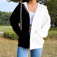 thumbnail image 1 of Color Block Casual Hoodies for Women Long Sleeve Full Zip Sweatshirts 2025 Fall Trendy Loose Outerwear Hooded Jackets, 1 of 5