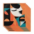 thumbnail image 1 of Color Block Cloth Napkins, Orange Teal Black Contemporary Abstract Washable and Reusable Dinner Napkins Set of 6, Table Napkin for Kitchen Party Birthday Wedding Hotel Housewarming 20"x20", 1 of 8