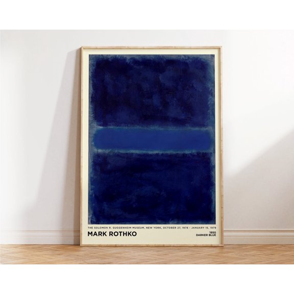 Color Block Dark Blue Navy Portrait Decor Unframed Paper Print