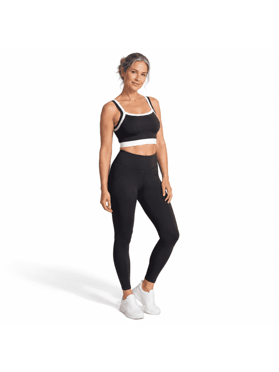 Color Block Double Layer Workout Set for Women, Black, X-Small