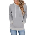 thumbnail image 1 of Color Block Drawstring Hoodies for Women with Pocket Comfy Long Sleeve Loose Pullover Hooded Sweatshirt Fall Tops (M, Dark Gray), 1 of 6