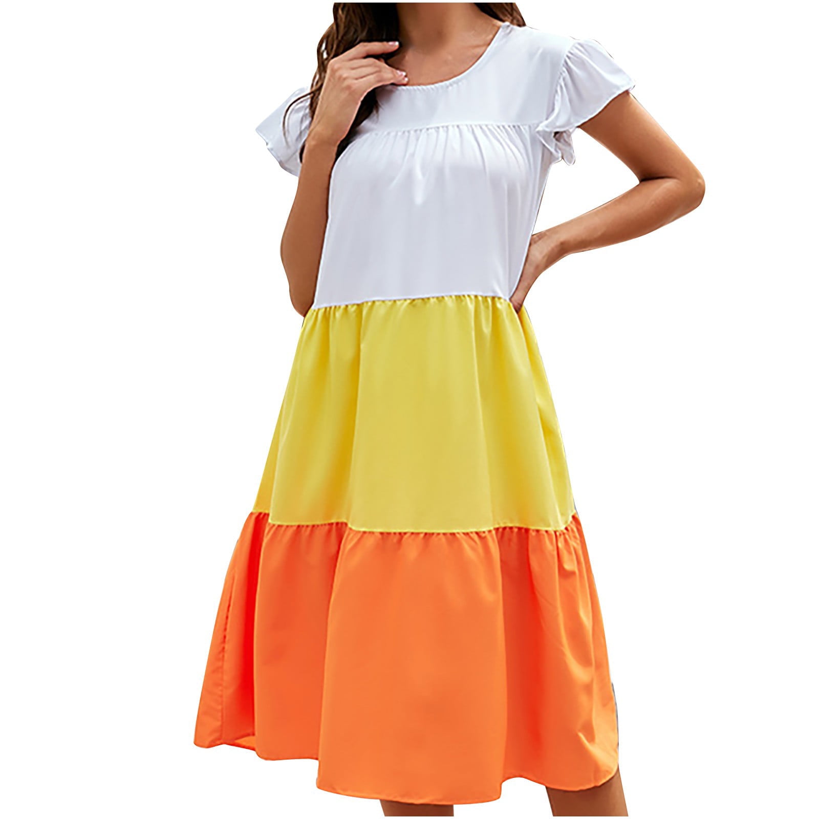 Casual Dresses Vestidos Verano Womens Summer Print Color Block Sleeveless  Dress A-Line Maxi Sundress Vestido Ropa Mujer