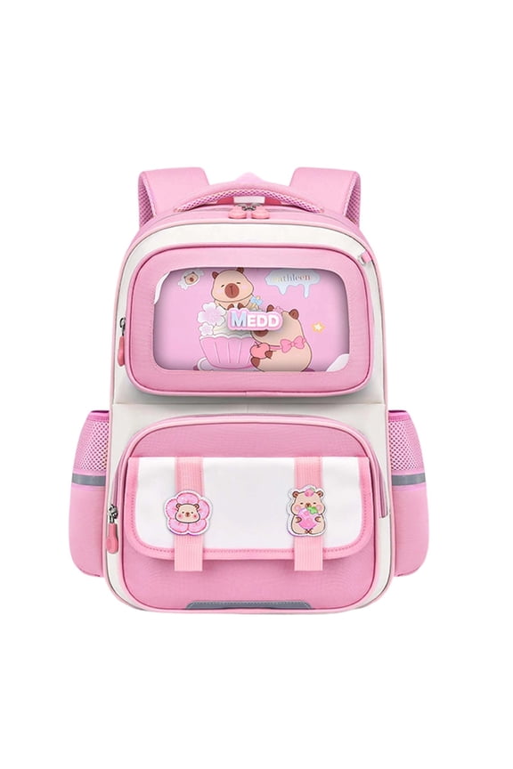 Color Block Flap Embroidered Slogan Backpack Primary School Middle Orthopedic Spine Support Large Capacity Waterproof Teen Back To School Bookbag