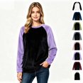thumbnail image 1 of Color Block Fleece Sweatshirts for Women, Crewneck Long Sleeve Basic Tees, Women'sSize S-2XL, 1 of 4