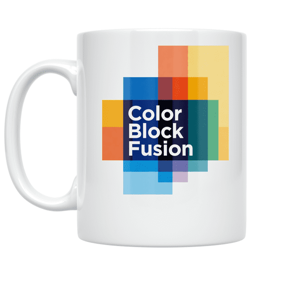 Color Block Fusion Design - Modern Home Decor Enthusiast - 11 oz Ceramic Coffee Mug