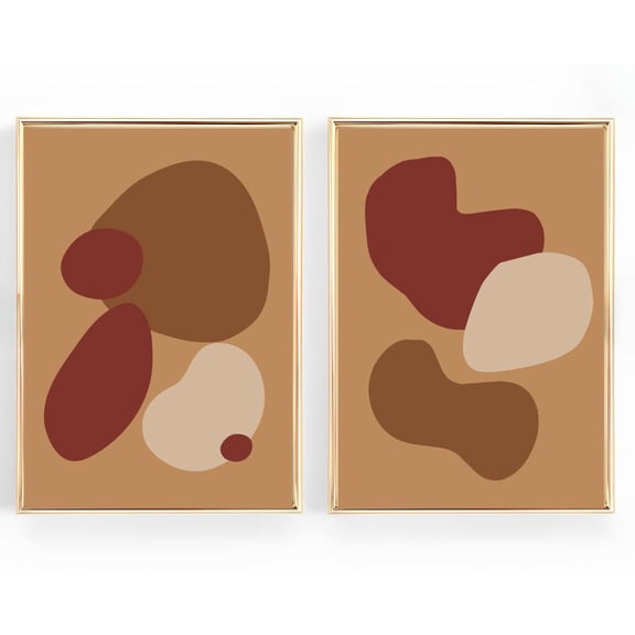 Color Block Geometric Print Burgundy Earth Tone Abstract Dopamine Decor Set 2 Unframed Paper Print 8x12