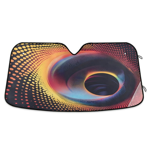 Color Block Hole Car Windshield Sun Shade Foldable Car Front Window Visor Heat and UV Protection 53x23.5