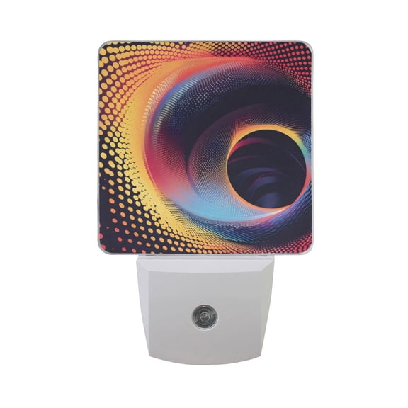 Color Block Hole Night Light 2 Pack LED Nightlight Plug into Wall Dusk to Dawn Sensor Soft White