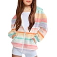 thumbnail image 1 of Color Block Hooded Jacket for Kids Boys Girls Zipper Front Long Sleeve Coat with Pocket Kids Plaid Jacket, 1 of 8