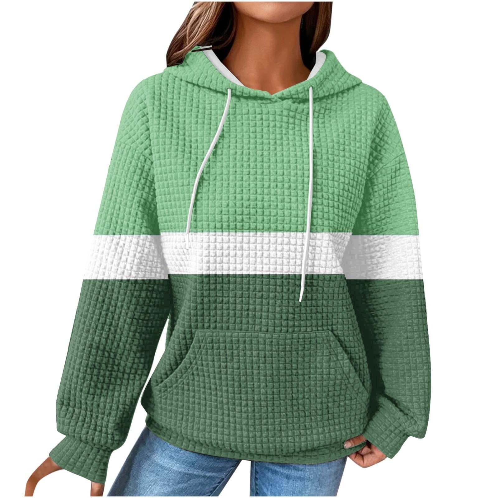 Trendy Color Block Hooded Sweatshirt Comfortable Casual Top