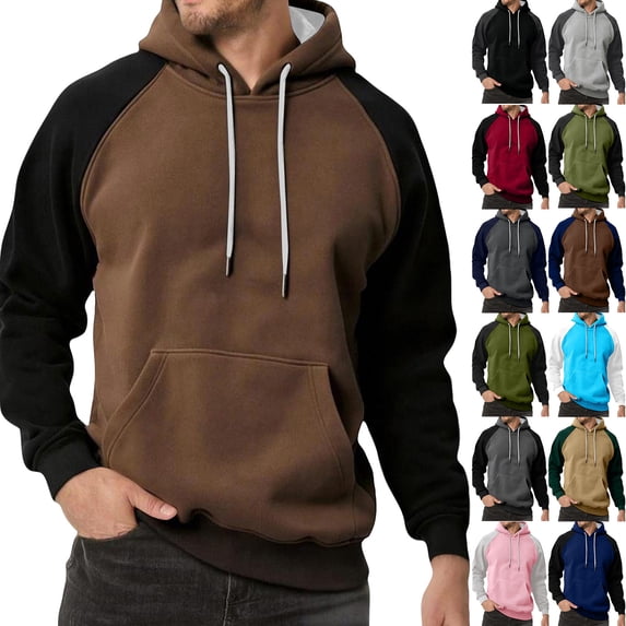 Color Block Hoodie Men Novelty Casual Long Sleeve Work Athletic Hoodies Sweatshirts Winter Drawstring Hooded Pullover with Kangaroo Pocket Light Gray XL