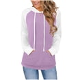 thumbnail image 1 of Color Block Hoodies for Womens Lounge Warm Pullover Sweater Blouses Drawstring Adjustable Athletic Stretch Sweatshirt with Pockets Comfy Fall Fashion Outfits Winter Clothes 2025, 1 of 6