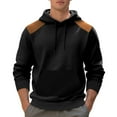 thumbnail image 1 of Color Block Hoodies for Men Casual Patchwork Drawstring Sports Hooded Sweatshirt Long Sleeve Outdoor Pullover Sweatshirt Black M, 1 of 5