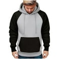 thumbnail image 1 of Color Block Hoodies for Men Trendy Fleece Long Sleeve Pullover Drawstring Hooded Patchwork Sweatshirt with Kange Pocket (M, Gray), 1 of 6