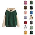 thumbnail image 1 of Color Block Hoodies for Women 2025 Fall Winter Long Sleeve Hoodie with Pockets Hooded Sweatshirt Pullover Tops, 1 of 8