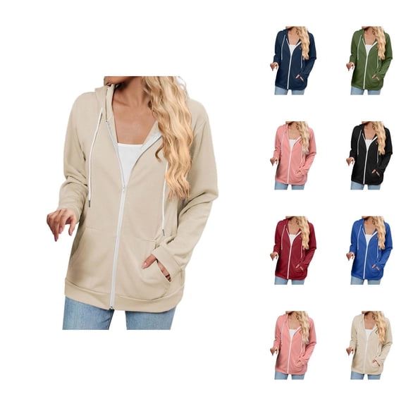 Color Block Hoodies for Women 2025 Long Sleeve Zip Up Essentials Hoodie with Pockets Hooded Sweatshirt Women Jacket