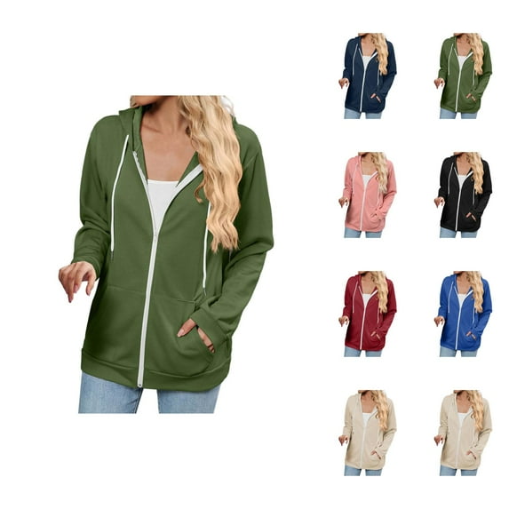 Color Block Hoodies for Women 2025 Long Sleeve Zip Up Essentials Hoodie with Pockets Hooded Sweatshirt Women Jacket