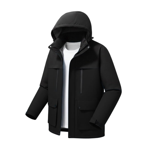 Color Block Jackets for Men Loose Casual Waterproof Windproof Warm Long Sleeve Jacket With Pockets And Detachable Hood Men's Fashion Warm Jackets