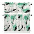 thumbnail image 1 of Color Block Kitchen Curtains and Valances Set, Modernism Minimalist Art Green Black Rod Pocket Window Valance 18 Inch Window Curtain Panels for Living Room Bedroom Laundry, 27.5x24in, 3 Pieces, 1 of 7
