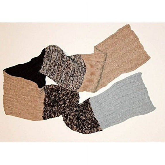 Color Block Knit Scarf Blue And Brown Multi-Color