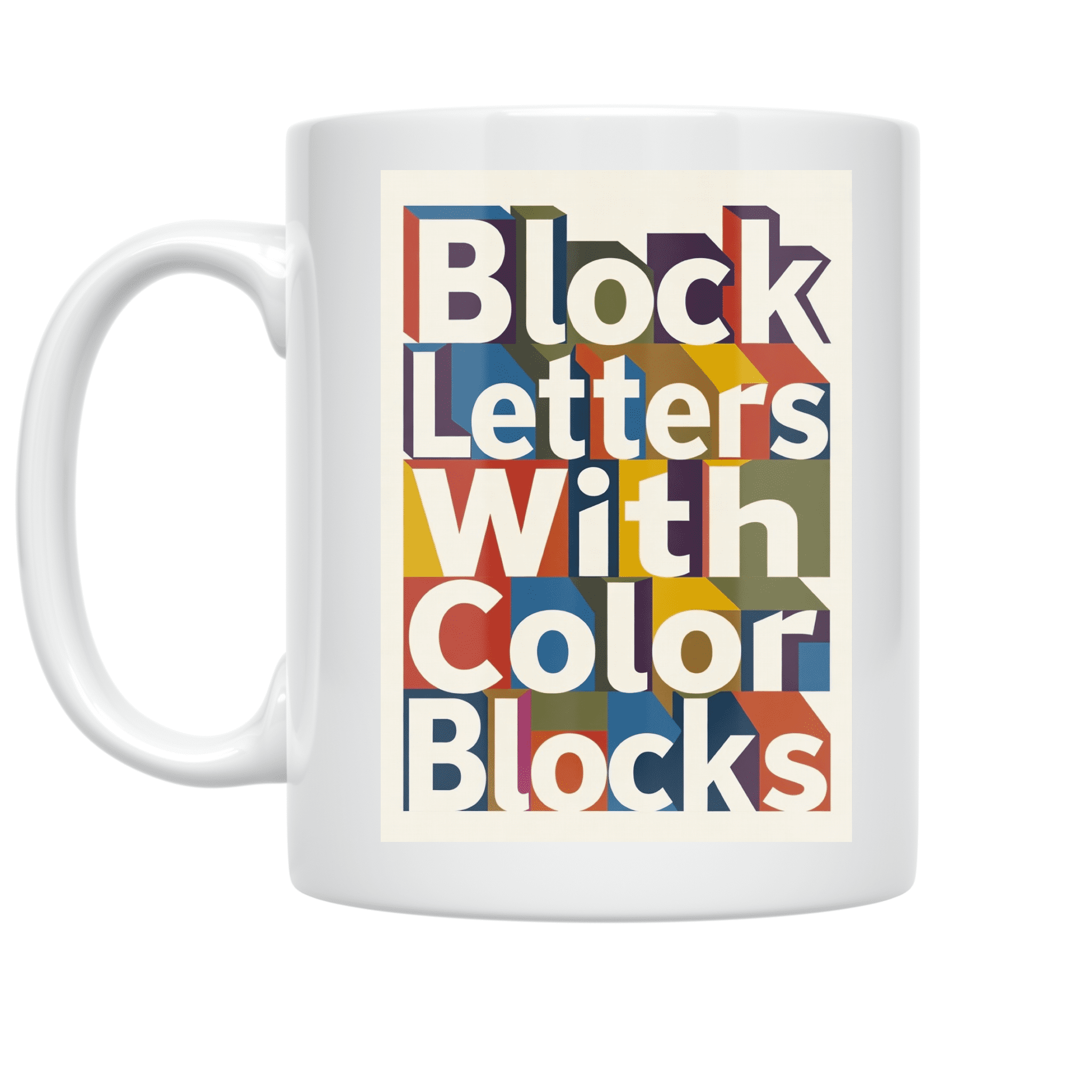 Color Block Letter Design - Typography Enthusiast - 11 oz Ceramic ...