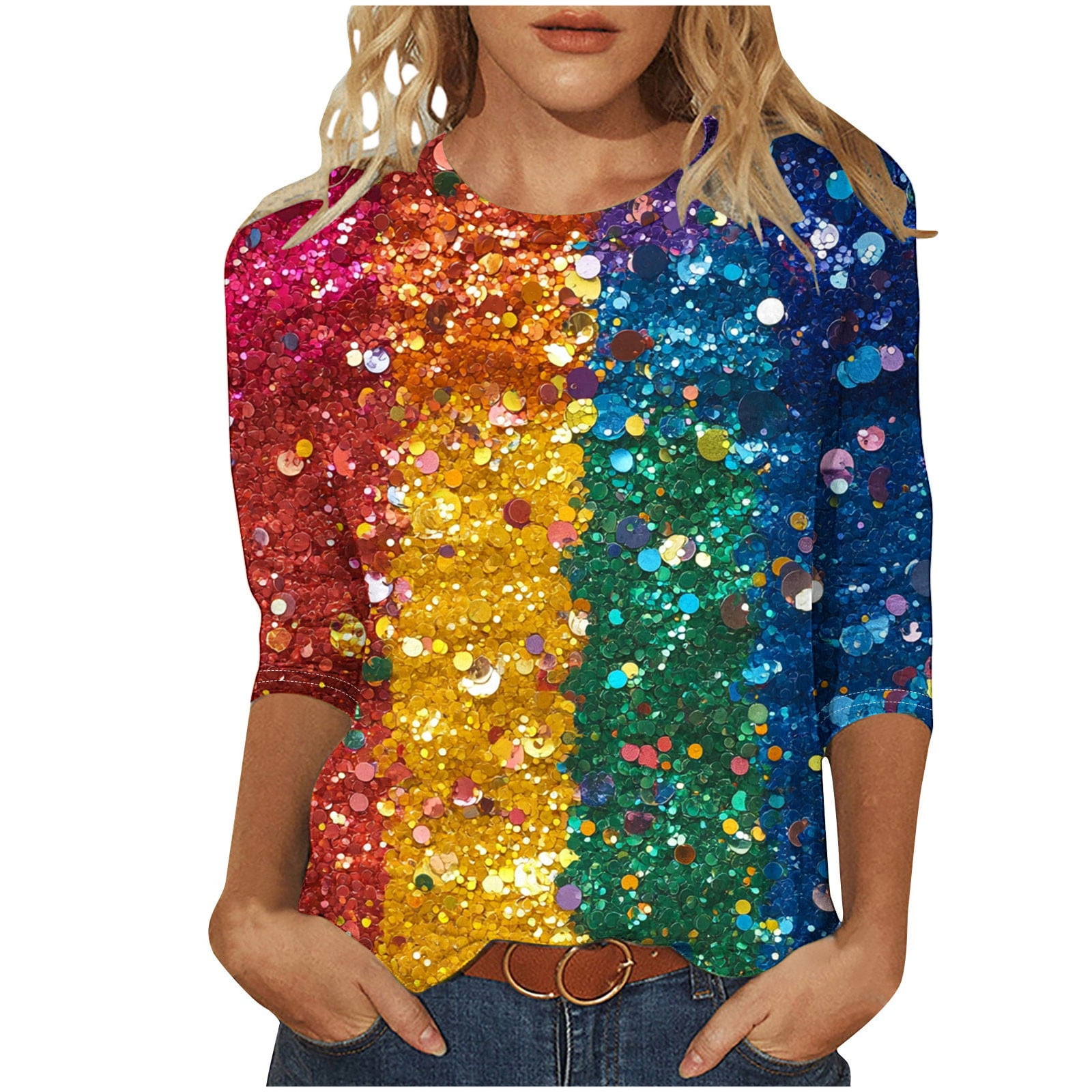 Color Block Mardi Gras Outfit for Women 2025 Funny Carnival Pullover