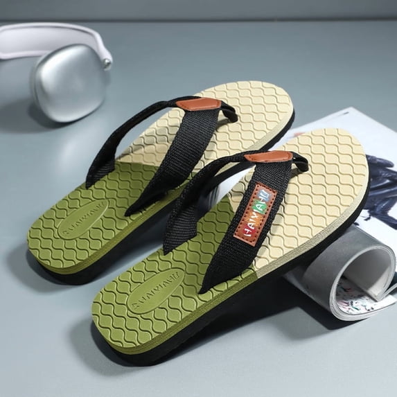 Color Block Men'S Flip Flops, Summer Non-Slip Thong Sandals with ...