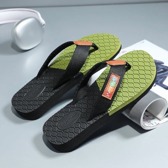 Color Block Men'S Flip Flops, Summer Non-Slip Thong Sandals with ...