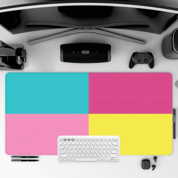 Color Block Mouse Pad 35.4 x 15.8 inches Rubber Desk Mat for Office and Gaming