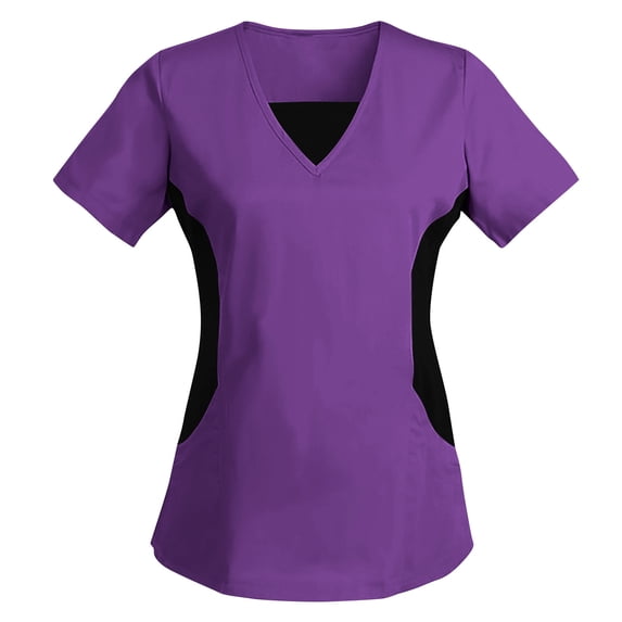 Color Block Nursing Uniform for Women Short Sleeve TShirt Regular Fit Scrub Tops Soft Medical Healthcare Blouses