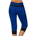thumbnail image 1 of Color Block Pants for Women Casual Athletic Drawstring High Waist Capri Trousers with Pocket Loose Jogger Workout Sweatpants, Blue, L, 1 of 4