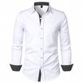 thumbnail image 1 of Color Block Patchwork Shirt for Men Fashion Elegant Lapel Shirts Button Up Business Casual Tops for Daily Working, 1 of 4