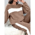 thumbnail image 1 of Color-Block Plush Long Sleeve Home Wear Top, 1 of 4