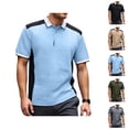thumbnail image 1 of Color Block Polo Shirts for Men Summer Casual Short Sleeve Textured Collared Slim Fit Work Tshirts Golf Shirt, 1 of 9