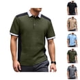 thumbnail image 1 of Color Block Polo Shirts for Men Summer Casual Short Sleeve Textured Collared Slim Fit Work Tshirts Golf Shirt, 1 of 9