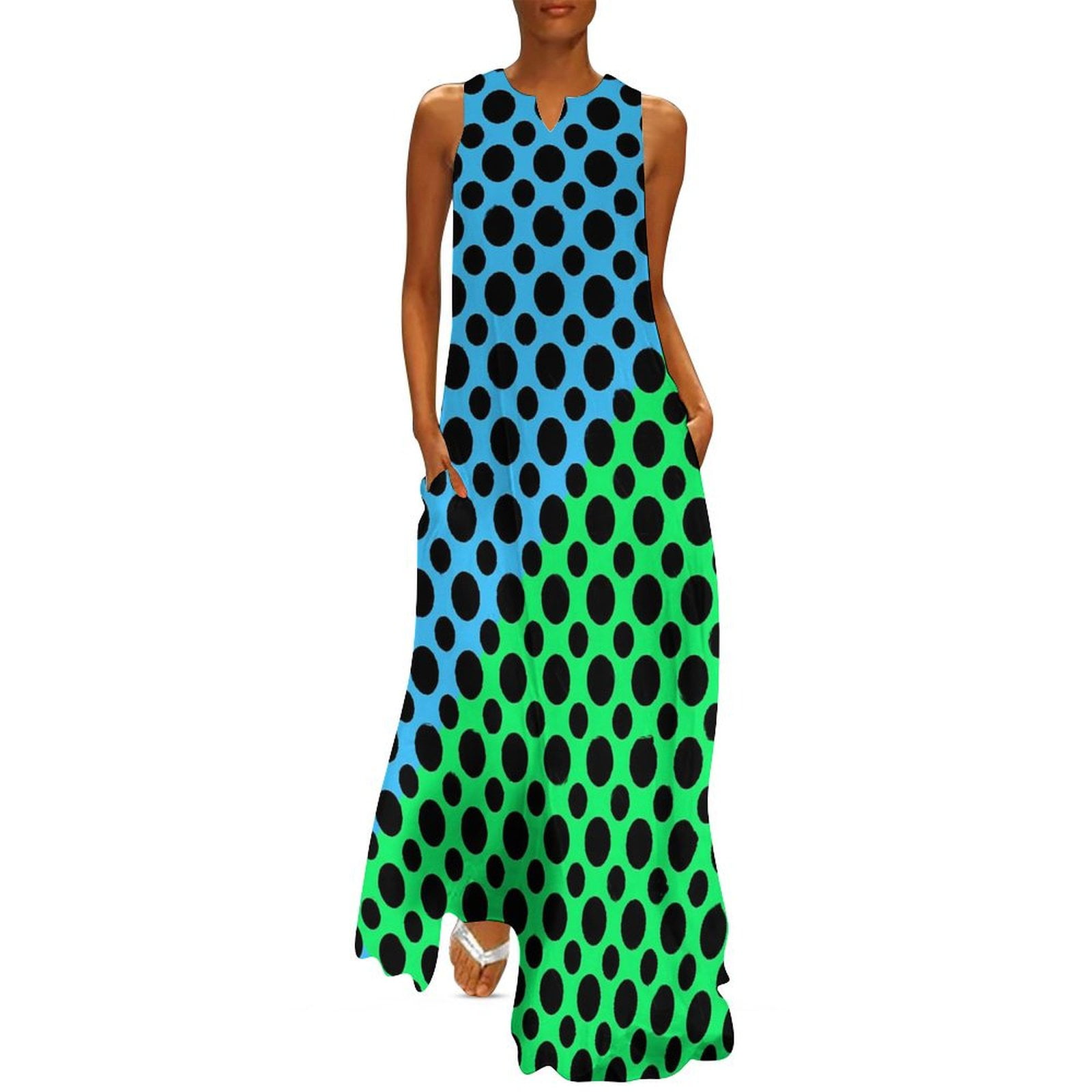 Color block print dress abstract shape sexy maxi dress v neck graphic
