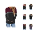 thumbnail image 1 of Color Block Ribbed Hoodies for Women Fall Winter Long Sleeve Hooded Sweatshirt with Pockets Pullover Tops, 1 of 4