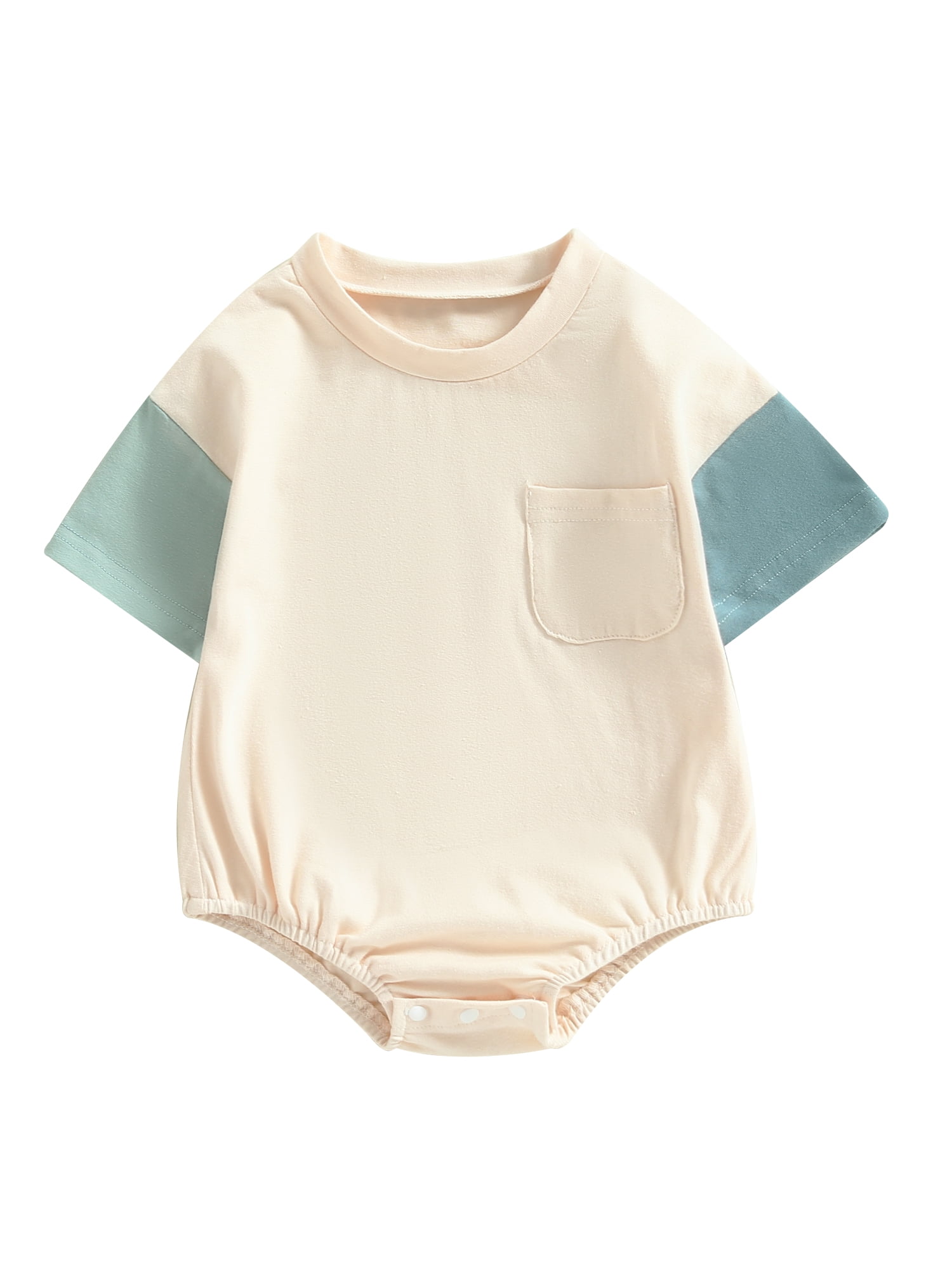Color Block Romper Infant Baby Boy Girl Short Sleeve TShirt Bubble