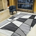 thumbnail image 1 of Color Block Rug/Linear/Geometric Modern Contemporary Hand Carved Area Rug-Silver/Gray/Black, 1 of 7