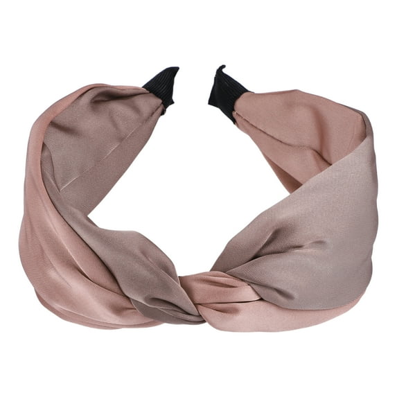 Color Block Satin Wide Headband Fashion Hair Accessories for Women Champagne Powder 1.97" Width