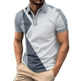 thumbnail image 1 of Color Block Shirts for Men Short Sleeve Business Casual Tops Quarter Zip Pullover Light Weight Summer T-Shirt, 1 of 5