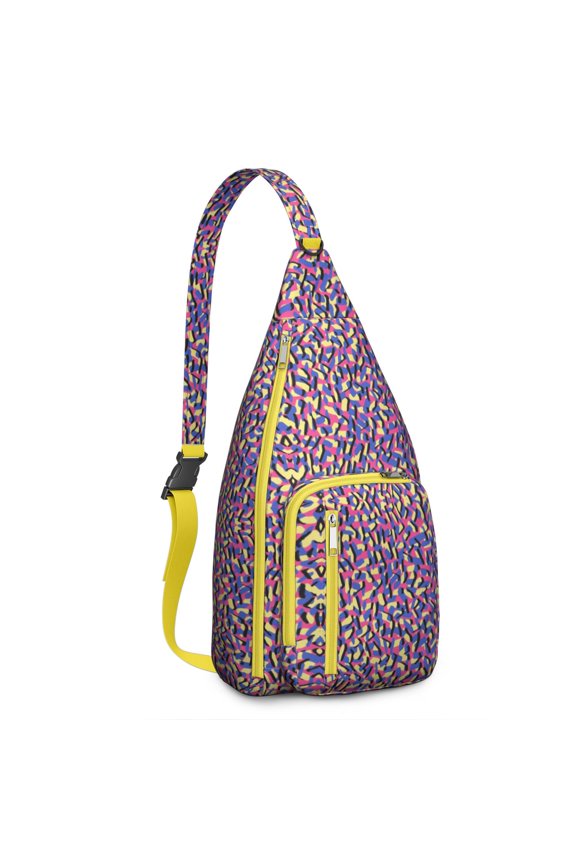 Color Block Sling Backpack - Bold Geometric Colorful Design Shoulder Bag, Compact for Travel Essentials