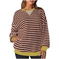 thumbnail image 1 of Color Block Sweaters for Women Casual Long Sleeve Crewneck Striped Fall and Winter Fashion Sweater Pullover, 1 of 5