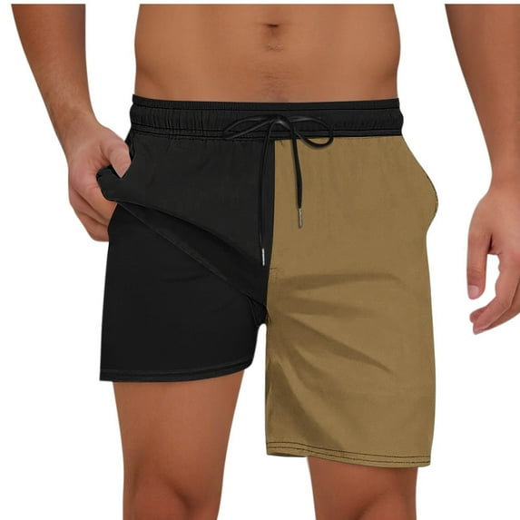 Color Block Swim Shorts for Men - Compression Liner & Pockets | Versatile 2-in-1 Bathing Suit & Athletic Shorts, Quick-Dry Fabric